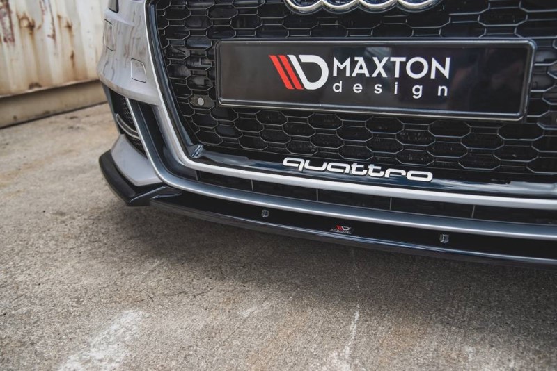 Voorspoiler V.3 Audi S3 / A3 S-Line 8V FaceLift Glanzend zwart