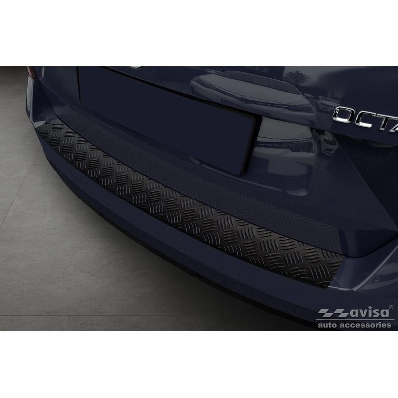 Matzwart Aluminium Achterbumperprotector  Skoda Octavia III Kombi Facelift 2017-2020 'Riffled Plate'
