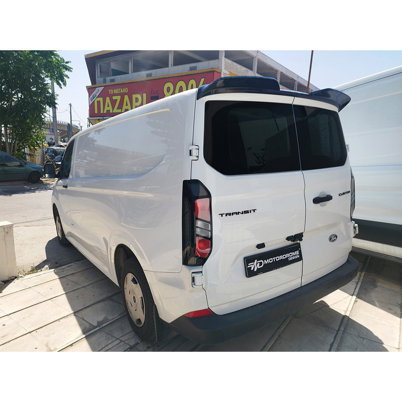 Motordrome Dakspoiler V.3  Ford Transit Custom (V710) 2023- & Volkswagen Transporter T7 2024- (met 2 achterdeuren) (PU)