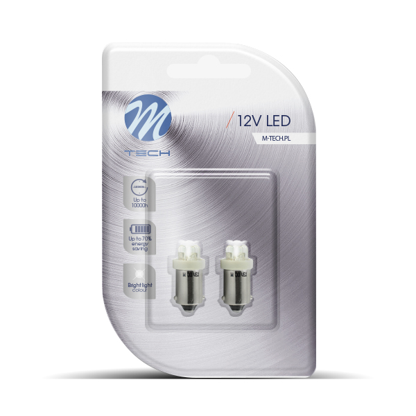 2x M-tech BA9S 12/24v 4x 3mm LED wit