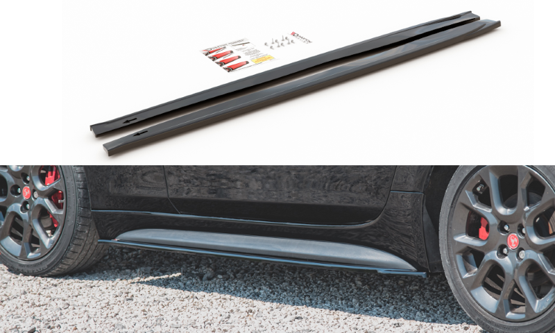 Zijskirts Diffusers Fiat 124 Spider Abarth Glanzend Zwart