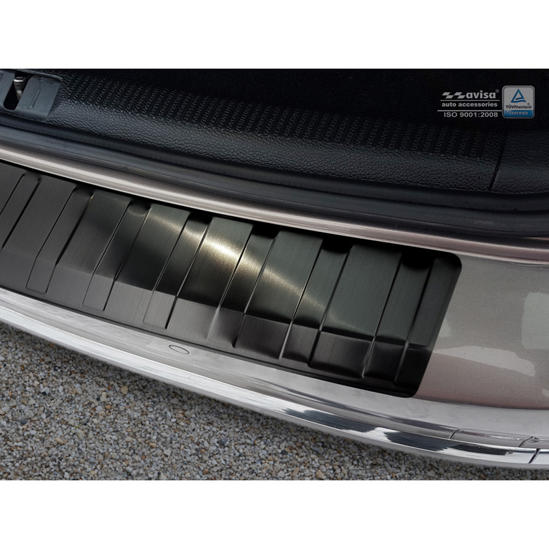 Zwart RVS Achterbumperprotector  Volkswagen Passat 3C Variant 2011-2014 'Ribs'