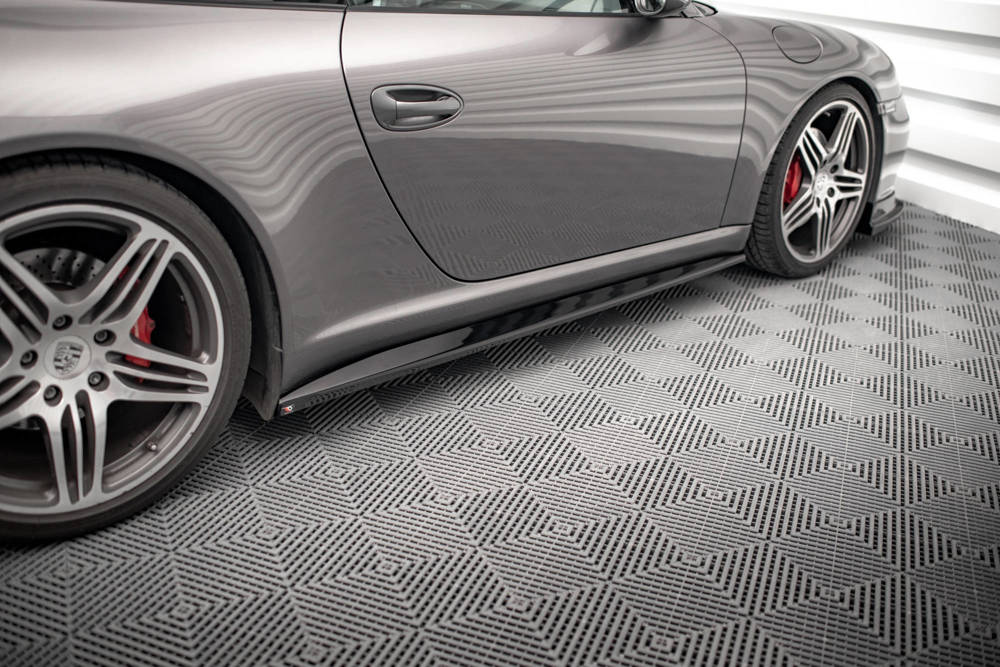 Zijskirts Porsche 911 Carrera 997 Facelift 2009 - 2011 Maxton Glans Zwart