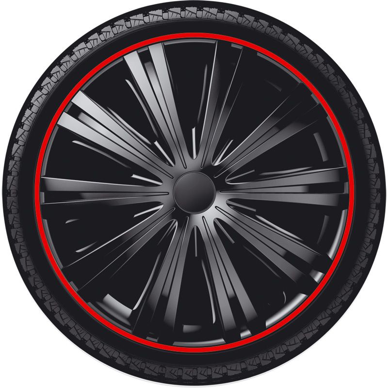 4-Delige Wieldoppenset Giga R 16-inch zwart/rood