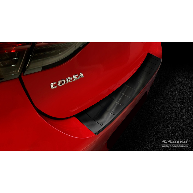 Zwart RVS Achterbumperprotector  Opel Corsa F HB 5-deurs GS-Line 2019- 'Ribs'