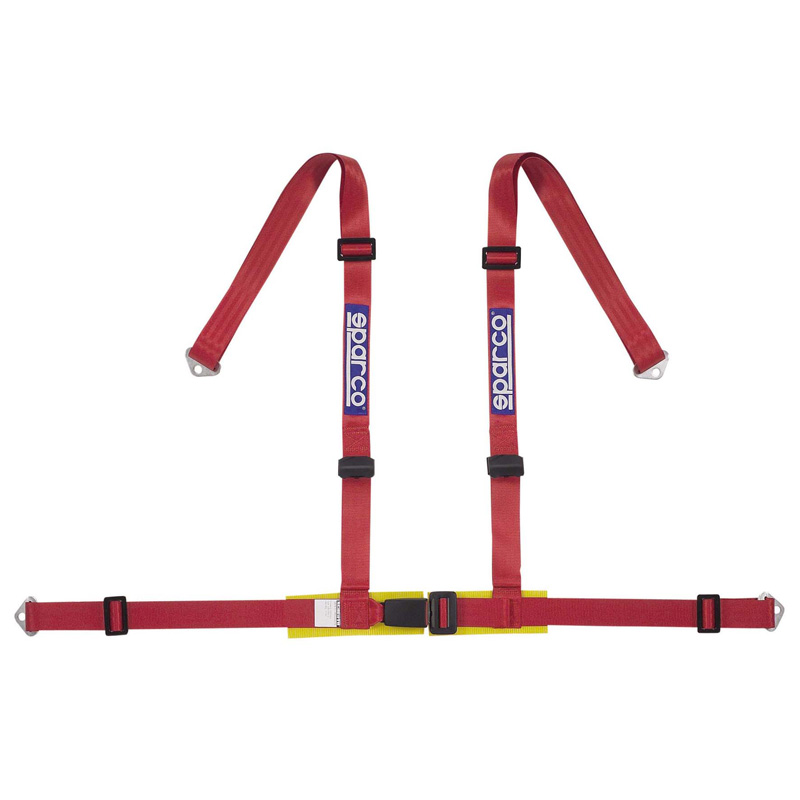 Sparco 4-Punts Sportgordel - Rood - incl. Bekkenbeschermer & Schroefbevestiging (E-Keur)