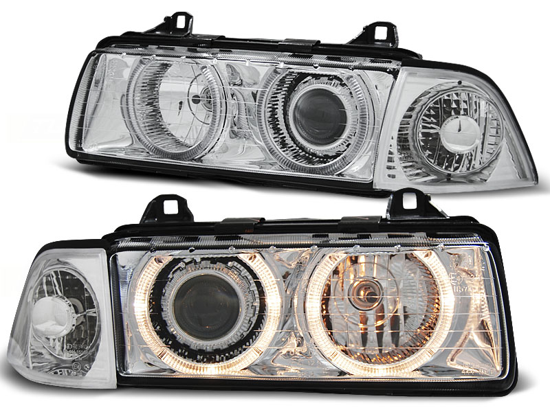 Faros BMW E36 Angel Eyes cromo