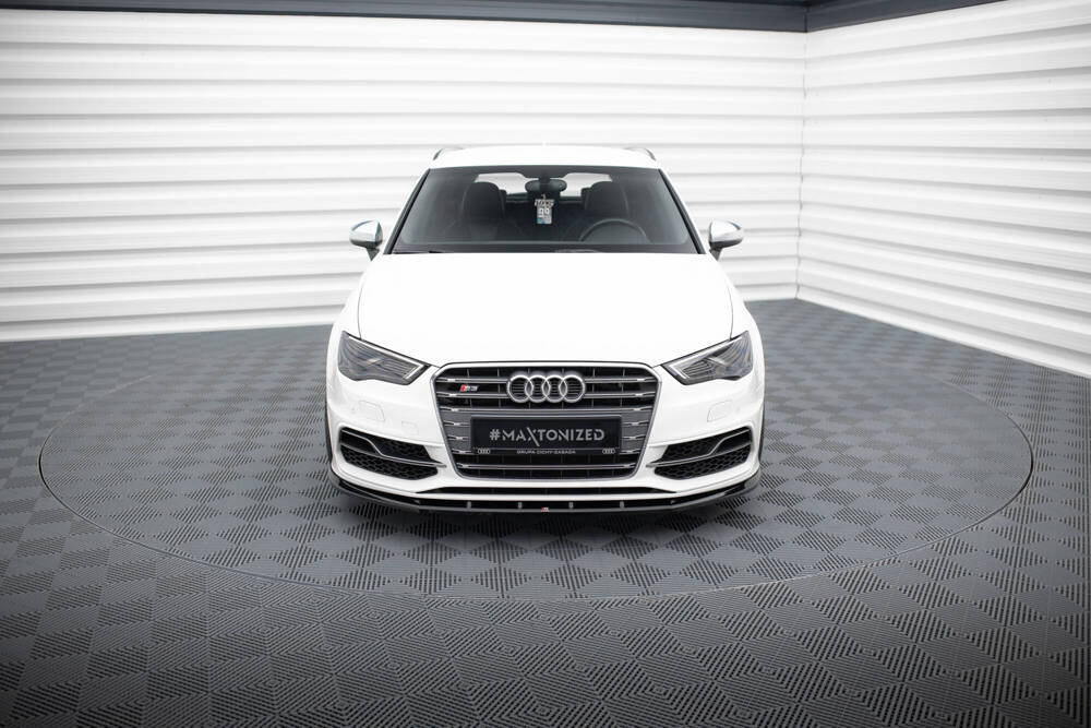 Voorspoiler V.1 Audi S3 / A3 S-Line 8V Sportback / Hatchback Maxton Glans Zwart