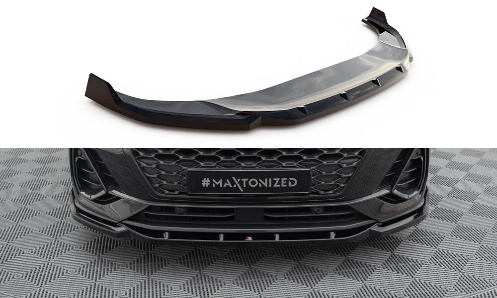 Voorspoiler V.2 Audi Q3 Sportback F3 Maxton Glans Zwart