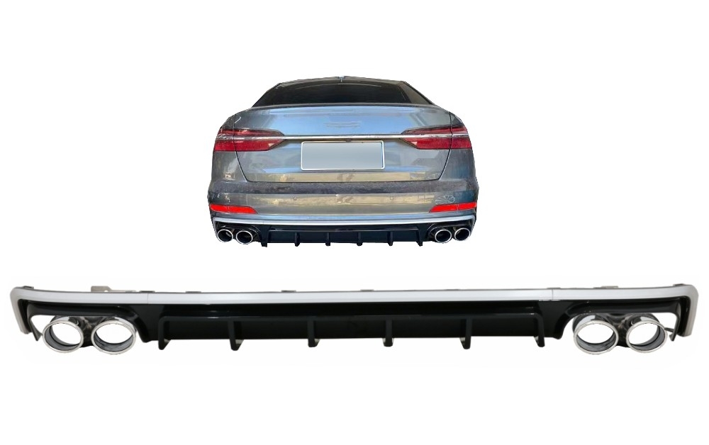 Diffusor Audi A6 S-Line C8 Zilver incl. sierstukken Chroom