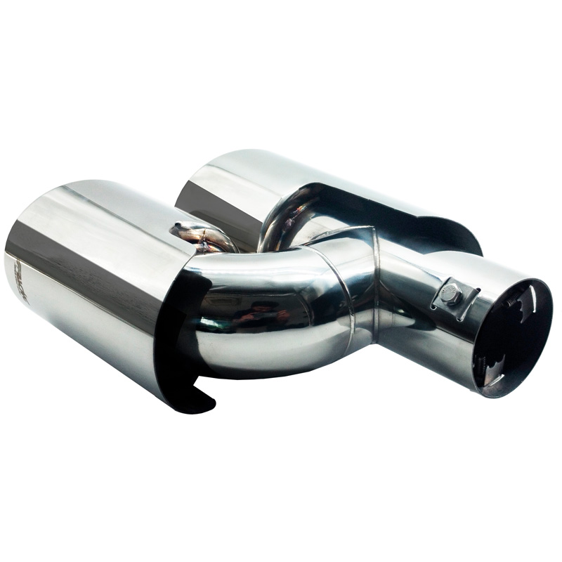 Simoni Racing Uitlaatsierstuk Dubbel Rond RVS - Ø90xL220mm - Montage ->Ø37-59mm