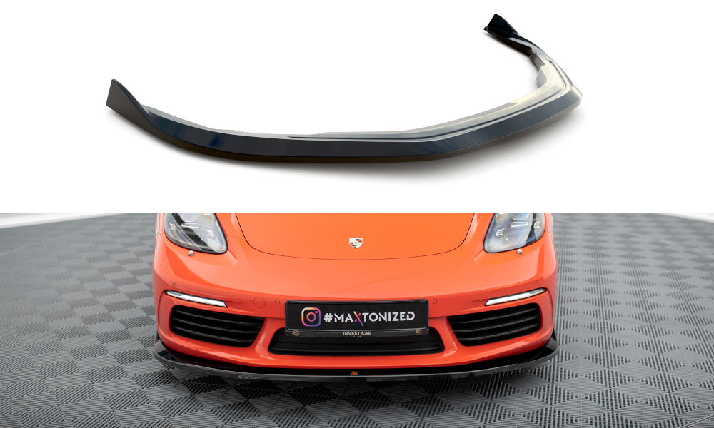 Voorspoiler V.2 Porsche 718 Cayman 982c Maxton Glans Zwart