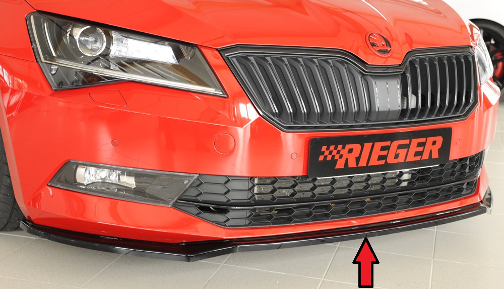 Voorspoiler Skoda Superb III 3T/3V 2013-2019 Zwart Glans Rieger