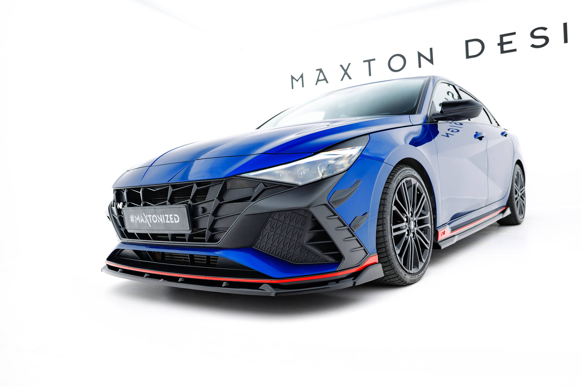 Voorspoiler V.2 Hyundai Elantra N MK7 Maxton Glanzend zwart