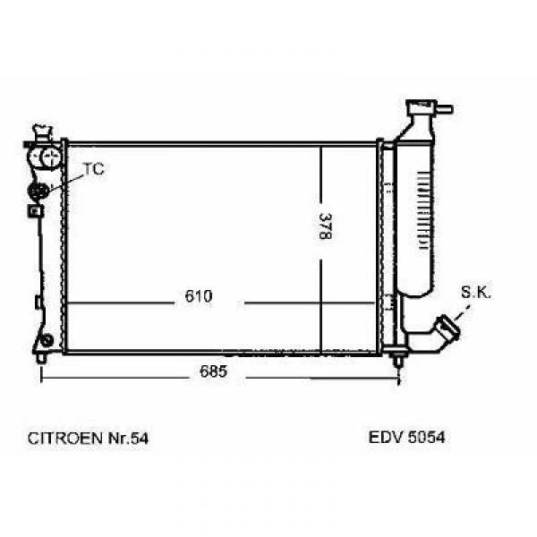 Radiator 306/XSARA 98->> 610x366 2.0 16V +/-AC