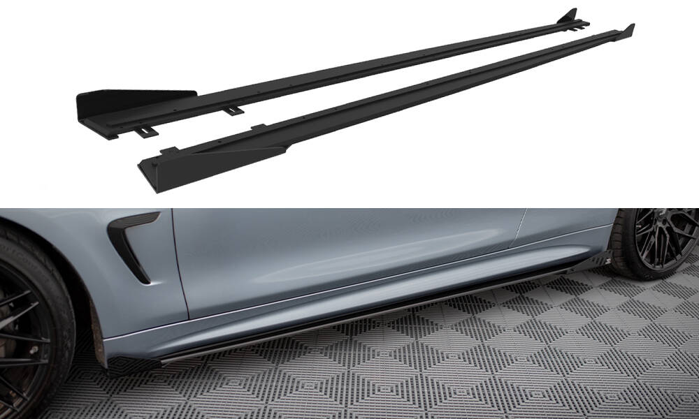 Zijskirts met Canards Street Pro BMW 4 Coupe M Pakket F32 Maxton