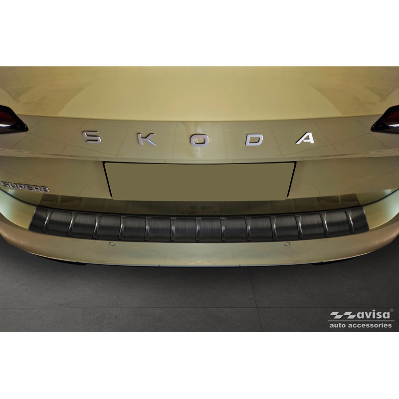 Zwart RVS Achterbumperprotector  Skoda Superb IV Combi 2023- 'Ribs'