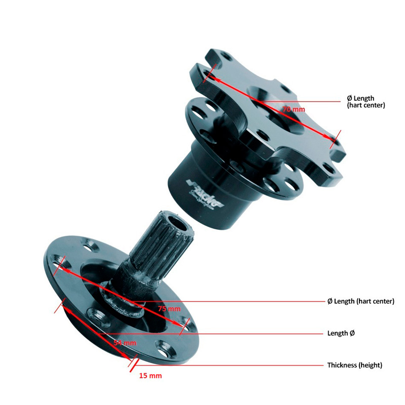 Simoni Racing Quick Release / Verlenger voor stuurnaven - Lengte 68mm