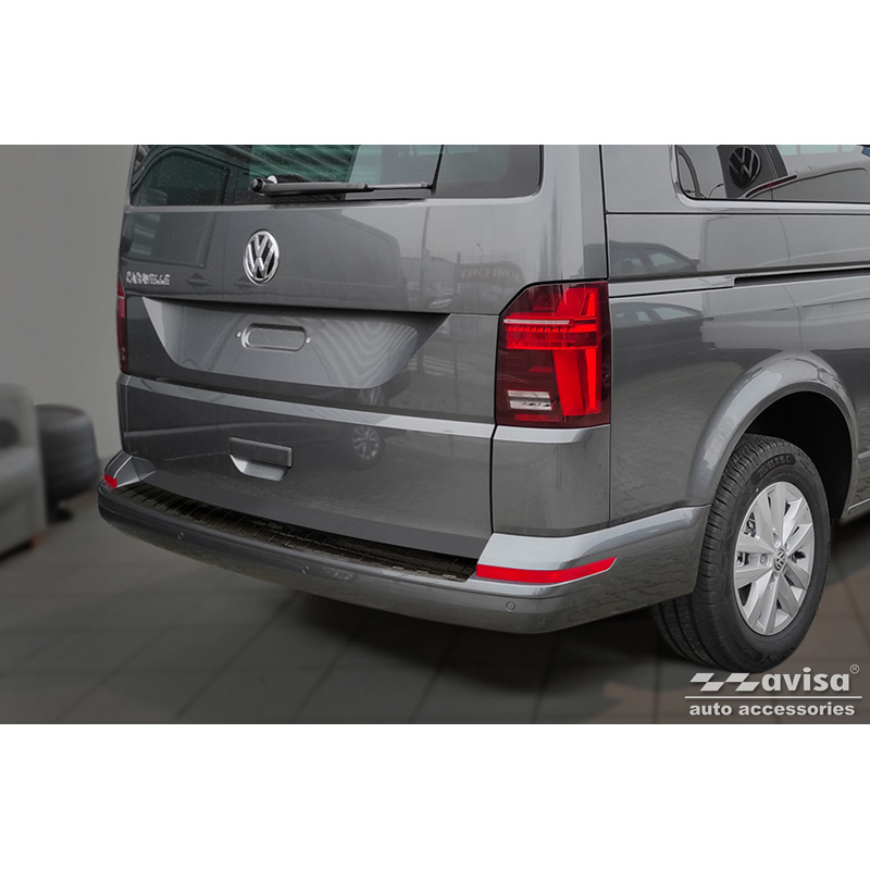 Echt 3D Carbon Achterbumperprotector  Volkswagen Caravelle T6 2015-2019 & Caravelle T6.1 2019- (met achterklep) 'Ribs'