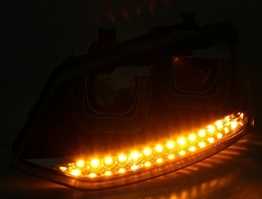 Headlights VW Polo 6R 09- DRL black Facelift look