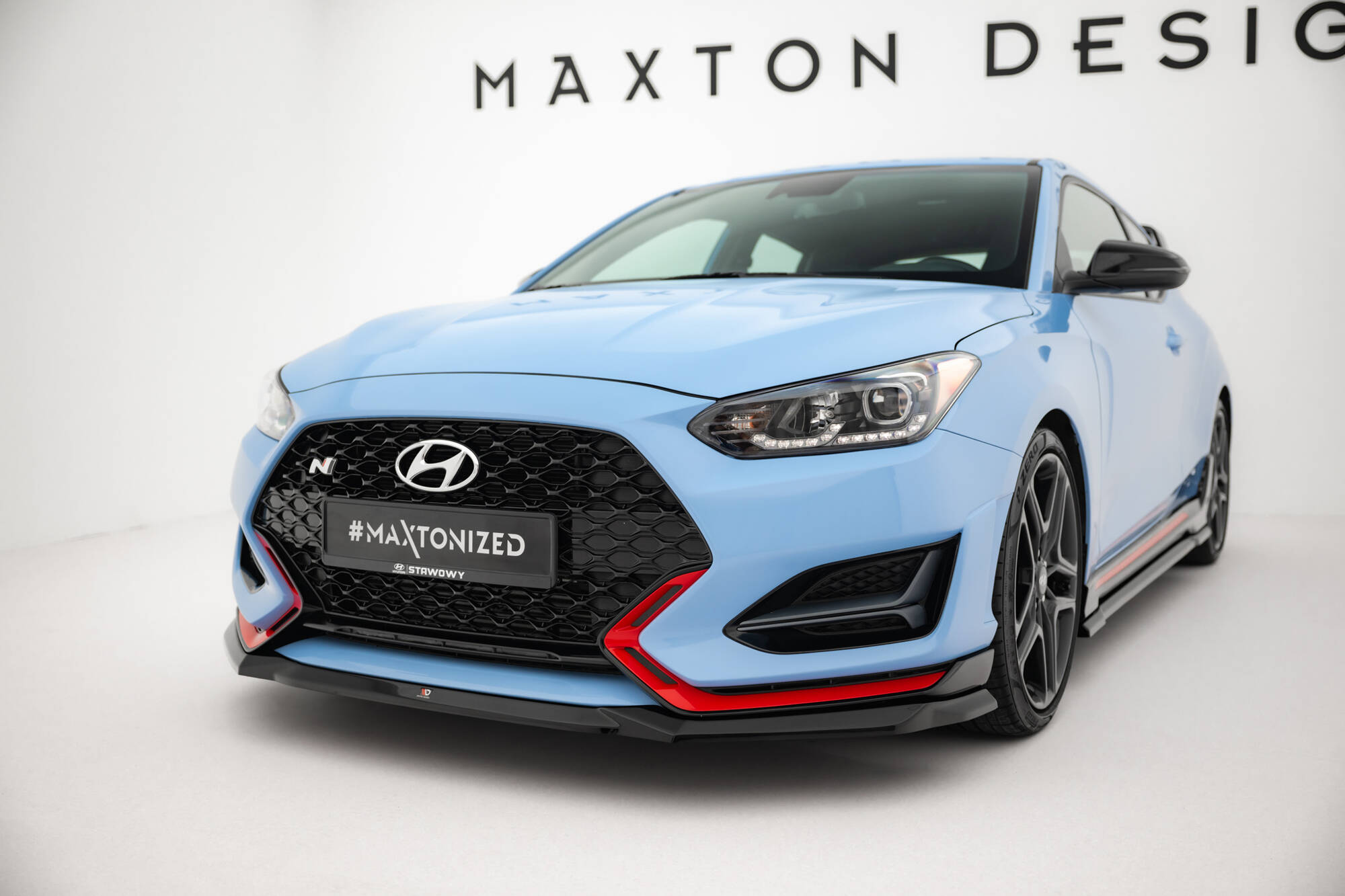 Street Pro Voorspoiler V.1 Hyundai Veloster N MK2 Maxton Glanzend zwart