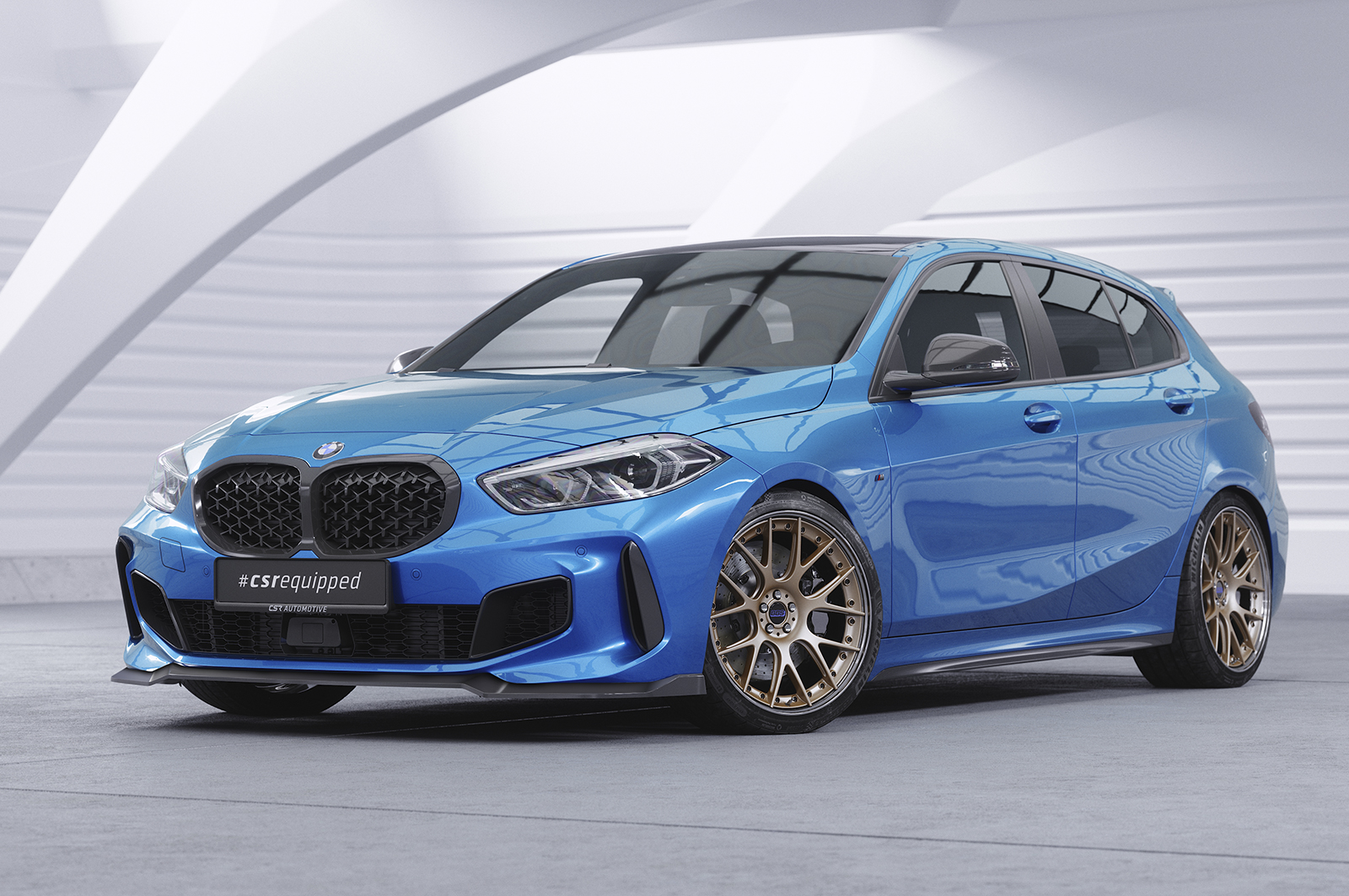 Voorspoiler BMW 1 Serie F40 M Pakket CSR Glans Zwart