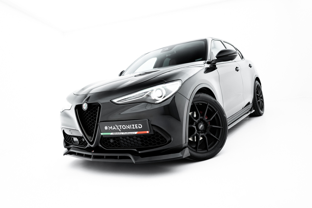 Voorspoiler Alfa Romeo Stelvio Mk1 V.3 Maxton Glans Zwart