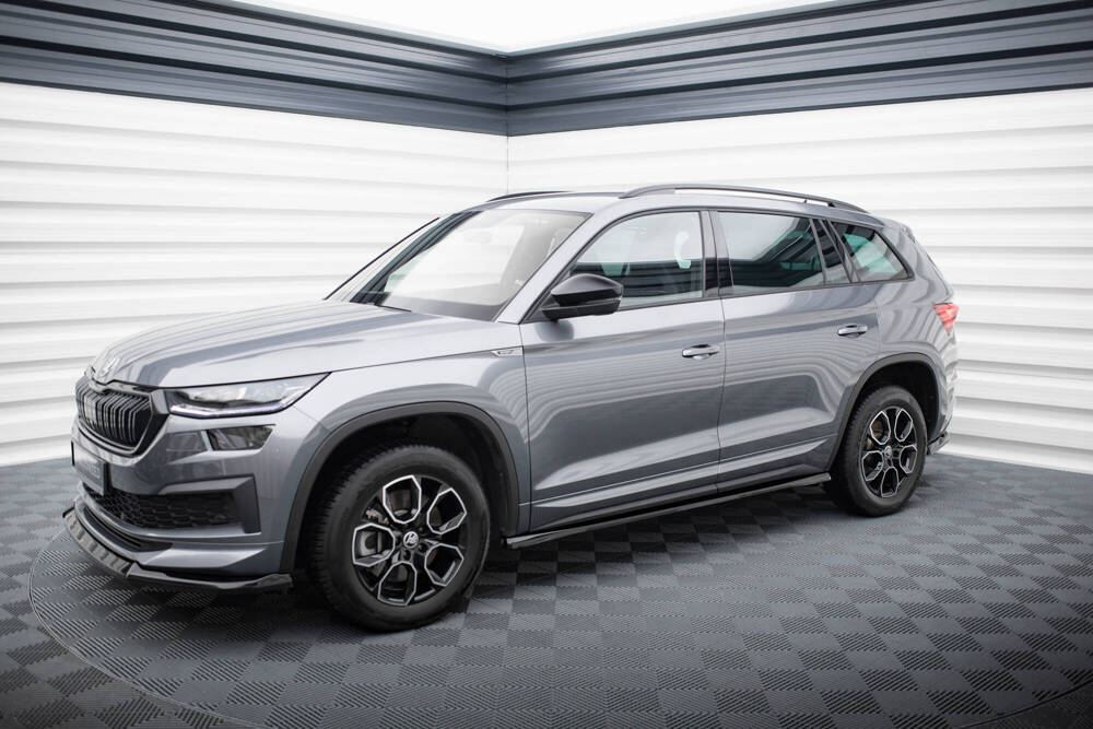Zijskirts Skoda Kodiaq Mk1 Facelift Sportline Maxton Design glans zwart