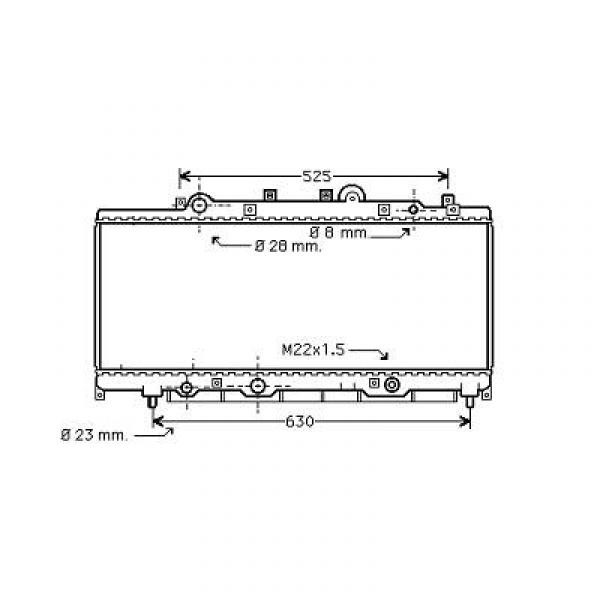 Radiator LANCIA Y 96->> 757x270x27 1.1/1.2/1.4/12V +AC