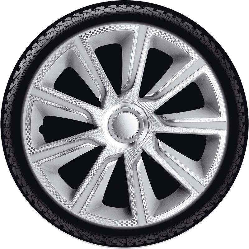 4-Delige J-Tec Wieldoppenset Veron 16-inch zilver/carbon-look