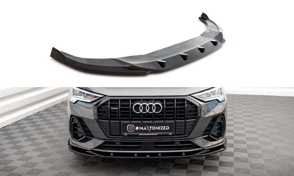 Voorspoiler V.1 Audi Q3 S-Line F3 Maxton Glans Zwart