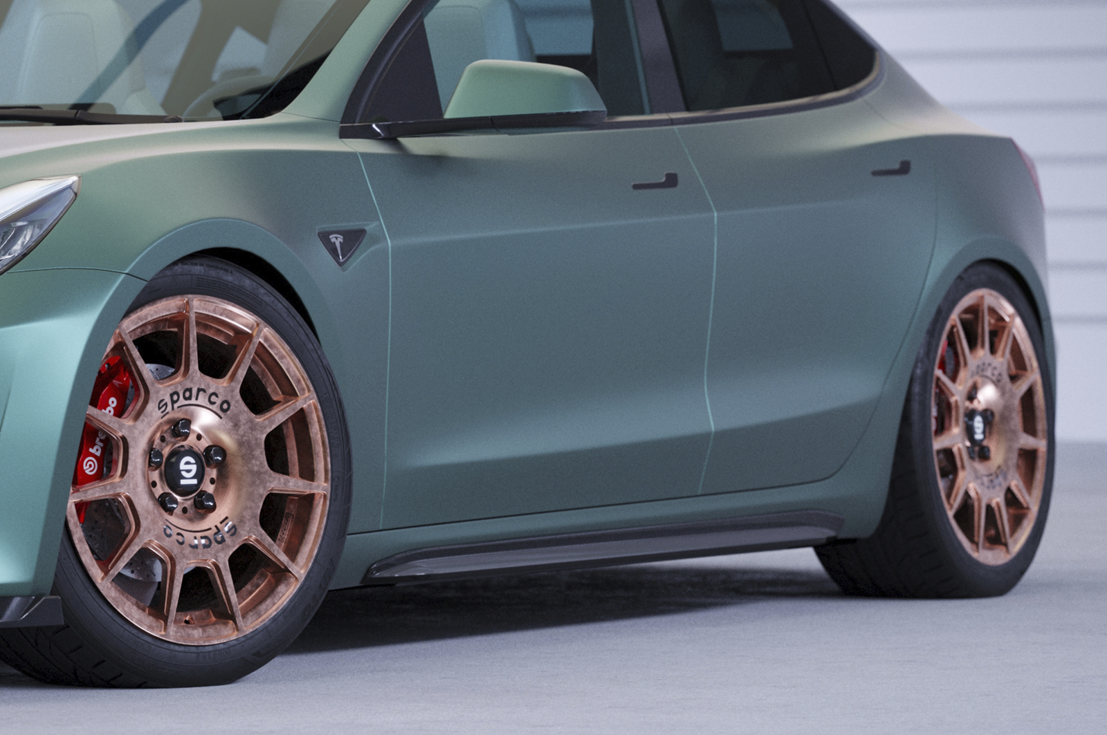 Zijskirts Tesla Model 3 CSR Glans Zwart
