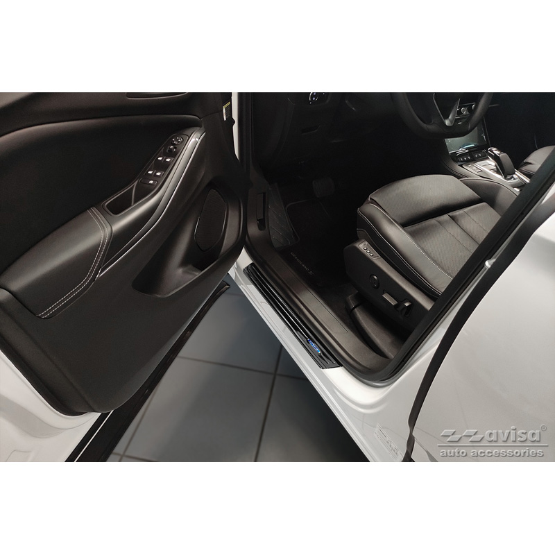 Zwart RVS Instaplijsten  Opel Grandland X 2017-2021 & Facelift 2021- 'Hybrid' - 4-delig