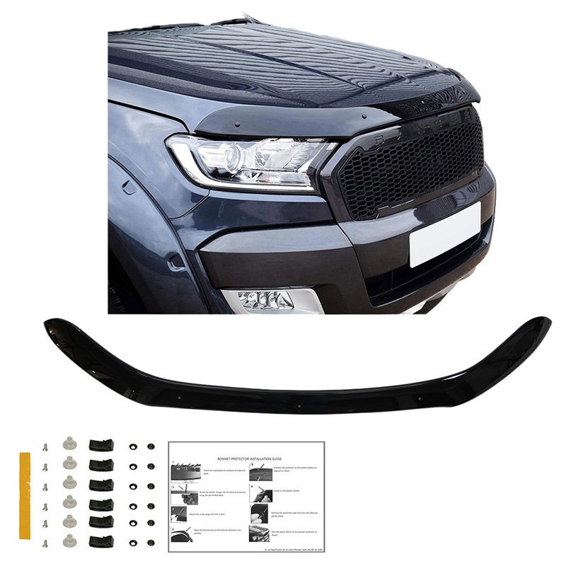 Motorkapbeschermer (steenslagcover)  Ford Ranger T7/T8 2015-2022 - Glanzend zwart