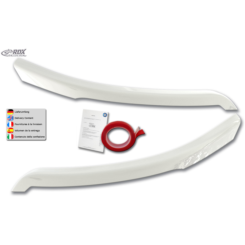 RDX Racedesign Koplampspoilers  Ford Transit (Xenon- en zwarte halogeen koplampen) 2014- (ABS Glanzend Wit)