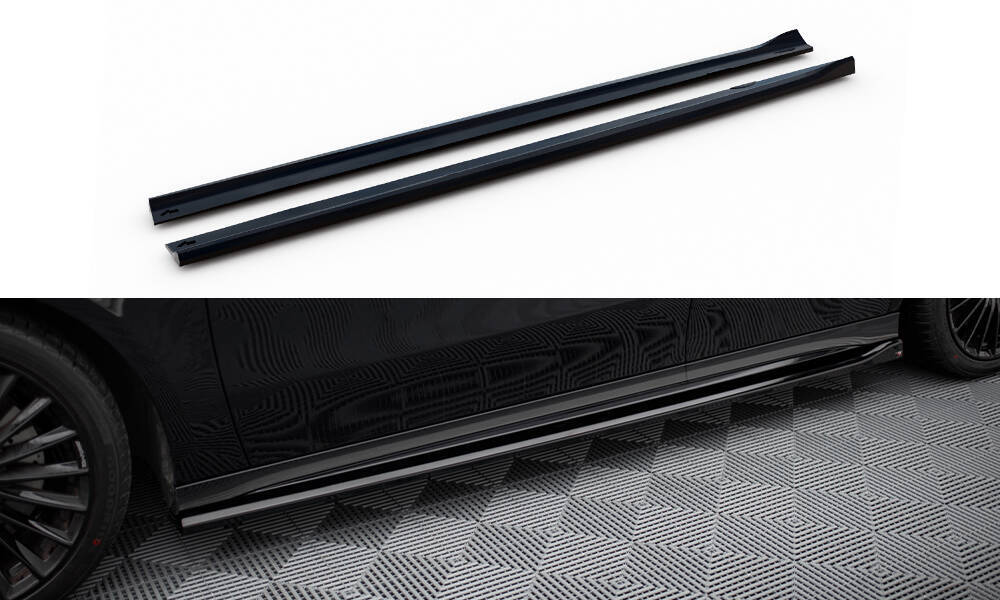 Zijskirts Mercedes A Klasse AMG Pakket / A35 AMG Maxton Glans Zwart