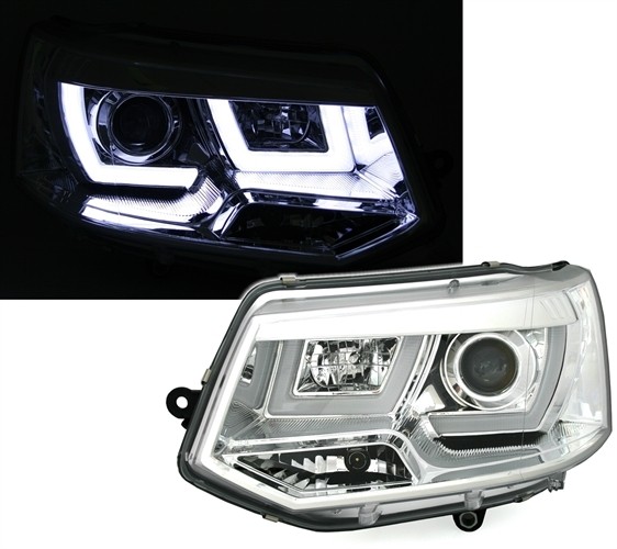 Headlights VW T5 Transporter Lightbar chome