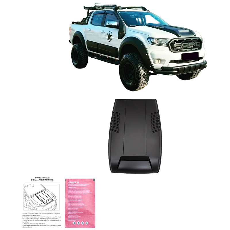 Motorkapluchtinlaat (Scoop)  Ford Ranger T7/T8 2015-2022 - Matzwart