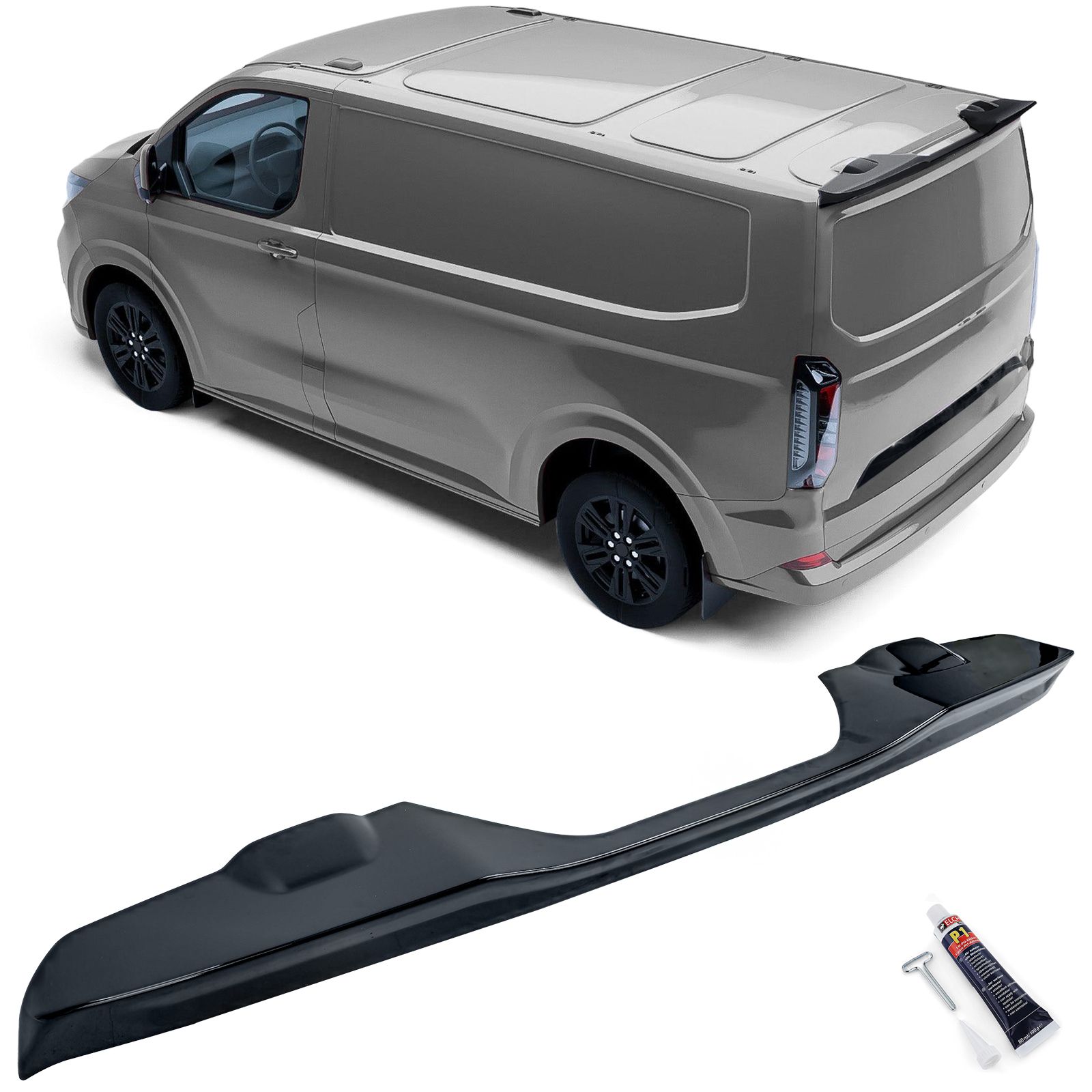Dakspoiler Ford Tourneo Transit Custom met achterklep vanaf 23 zwart