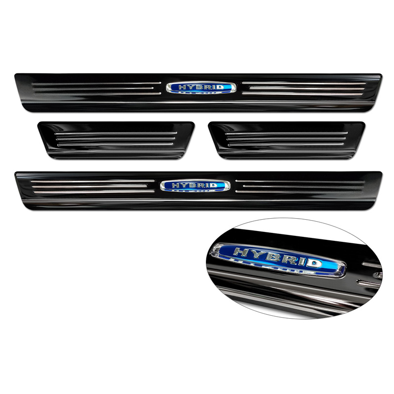 Zwart RVS Instaplijsten  Peugeot 308 III HB & SW 2021- 'Hybrid' - 4-delig