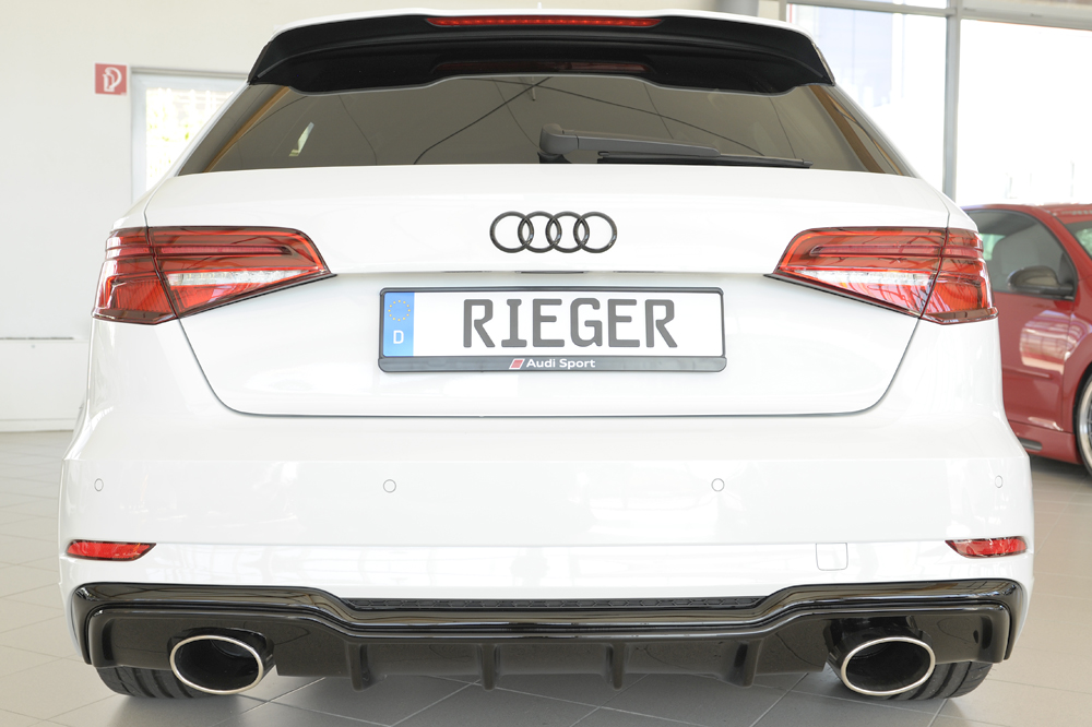 Achter Skirt Audi A3 8V 16-20 S-line Rieger Zwart Glans