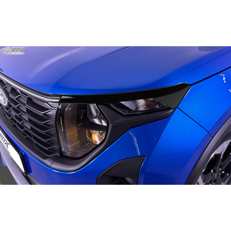 RDX Koplampspoilers  Ford Transit Courier & Tourneo Courier 2023- (zonder LED-richtingaanwijzers en DRL) (ABS Glanzend Zwart)