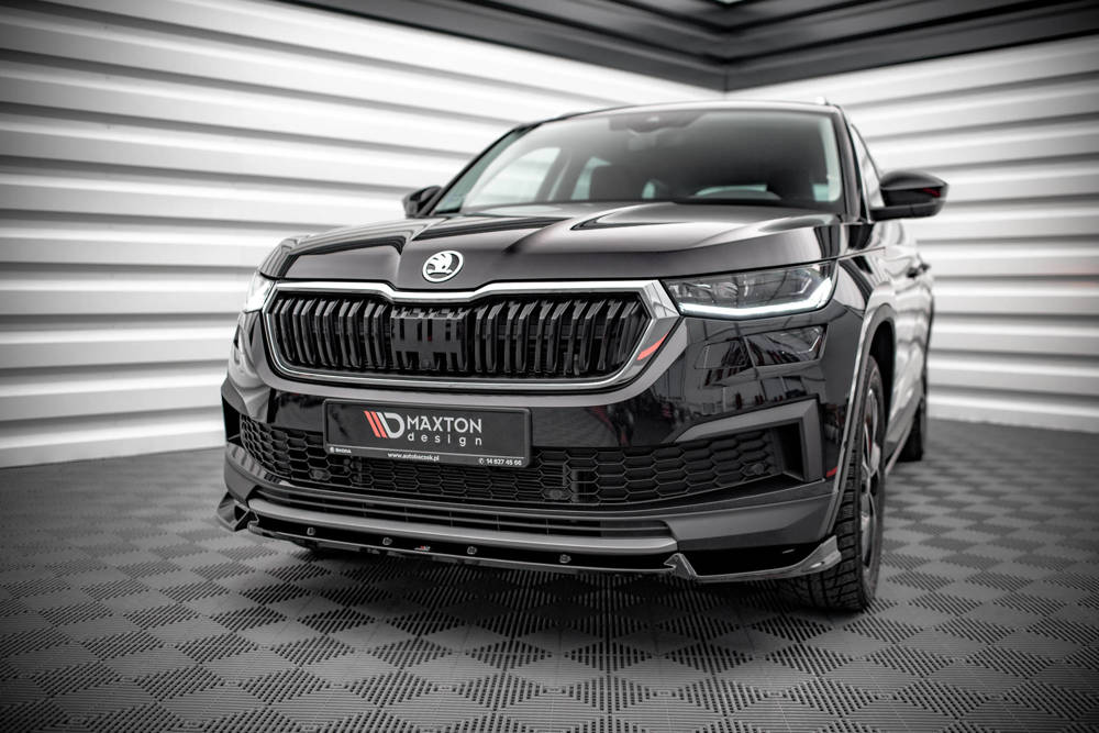 Voorspoiler V.1 Skoda Kodiaq Mk1 Facelift sportline Maxton Design glans zwart