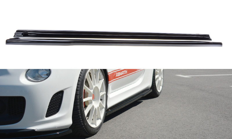 Zijskirts Diffusers Fiat 500 Abarth MK1 Glanzend Zwart