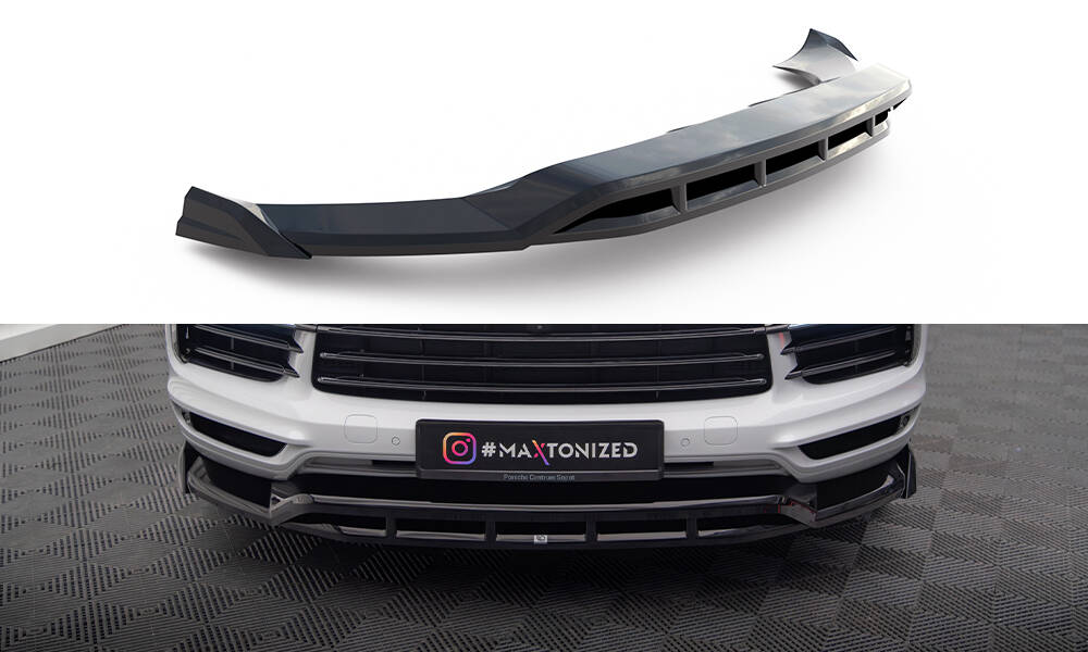 Voorspoiler Porsche Cayenne MK3 SUV/Coupe 18-23 Maxton Glans Zwart