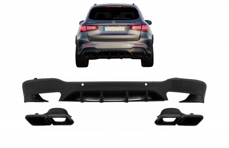 Diffusor Mercedes GLC X253 (2015-..) GLC63 incl. Uitlaat Stukken zwart