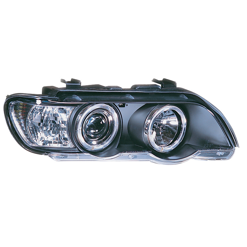 Set Koplampen  BMW X5 E53 2000-2004 - Zwart - incl. Angel-Eyes