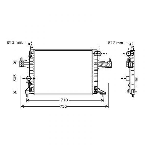 Radiator OPEL CORSA C 04->> 600x350 1.3CDTI TIGRA TWIN TOP