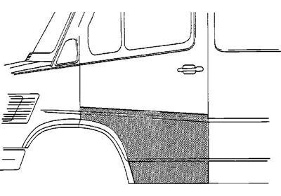 deurplaat, groot, rechts Mercedes W601/W602, 207D, 1977 -