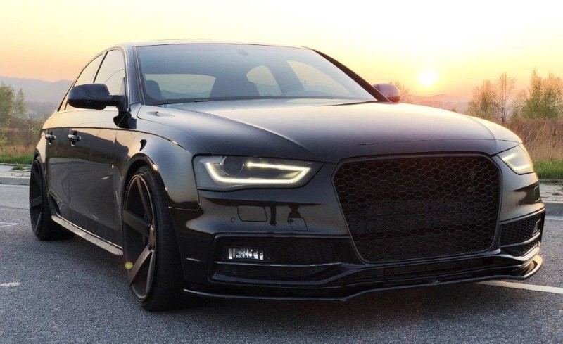 Voorspoiler Audi S4 / A4 S-Line B8 FL V.2 Glanzend Zwart
